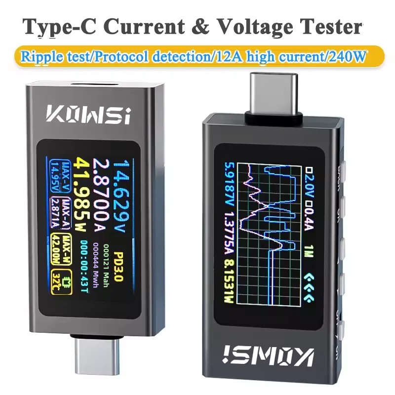 Battery Monitor Coulometer - KWS-X1 tipo-c monitor de corrente e