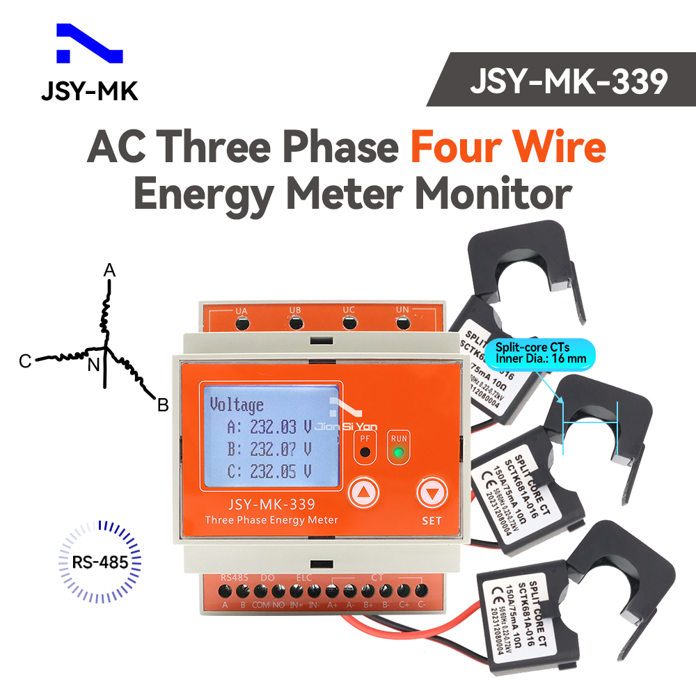 JSY-MK-339 RS485 Medição Bidir - Energy Meter Bidirectional avaliação e preço