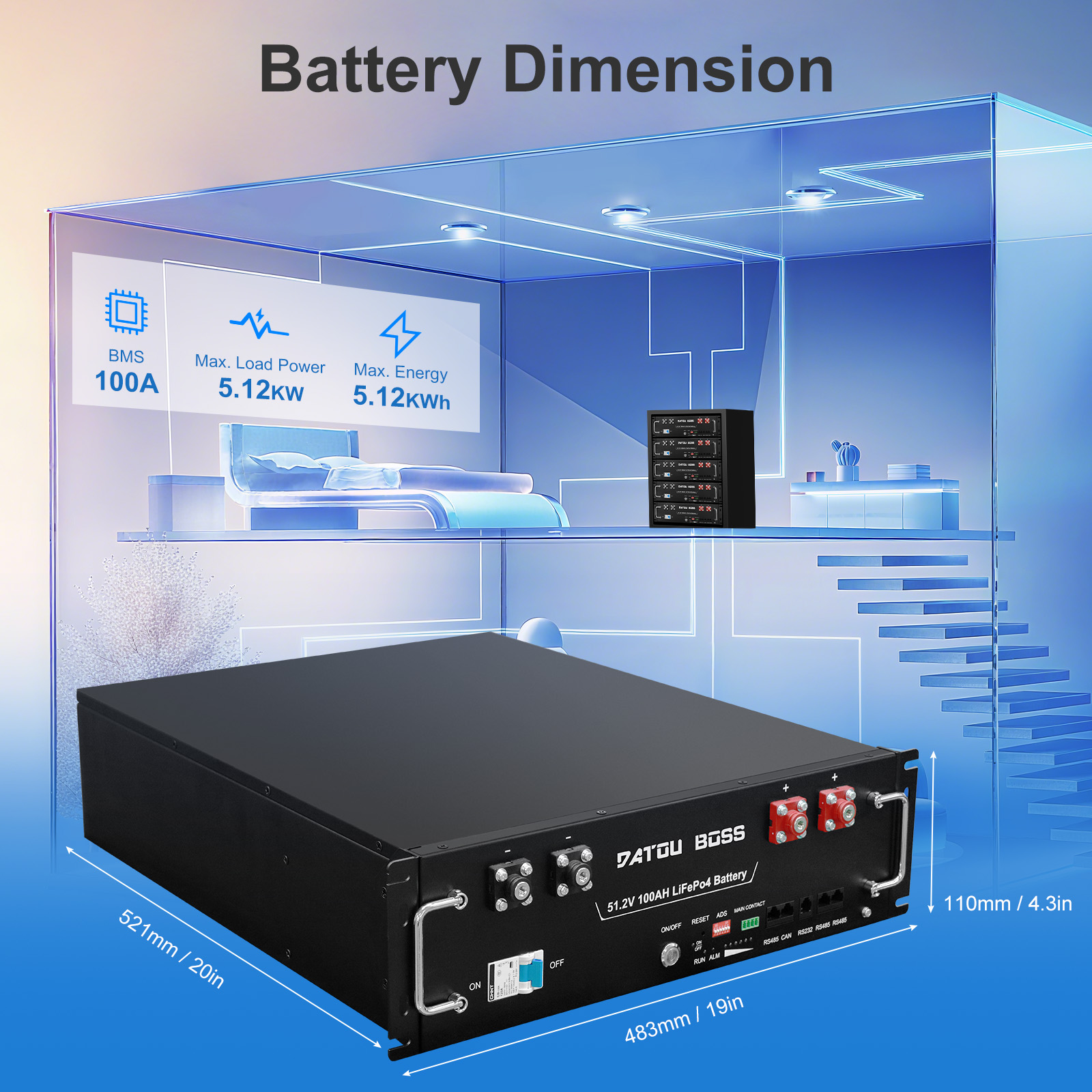 Bateria DATOUBOSS 51.2V 100Ah  - Renewable Energy House avaliação e preço